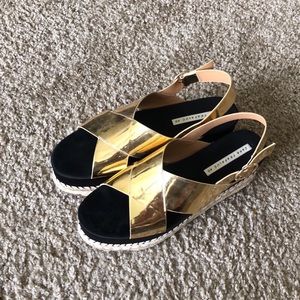 Zara platform sandals gold
